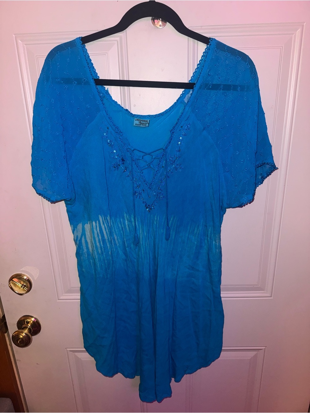 Advance Apparels Bright Blue Lace-Up Embellished Tunic/Dress